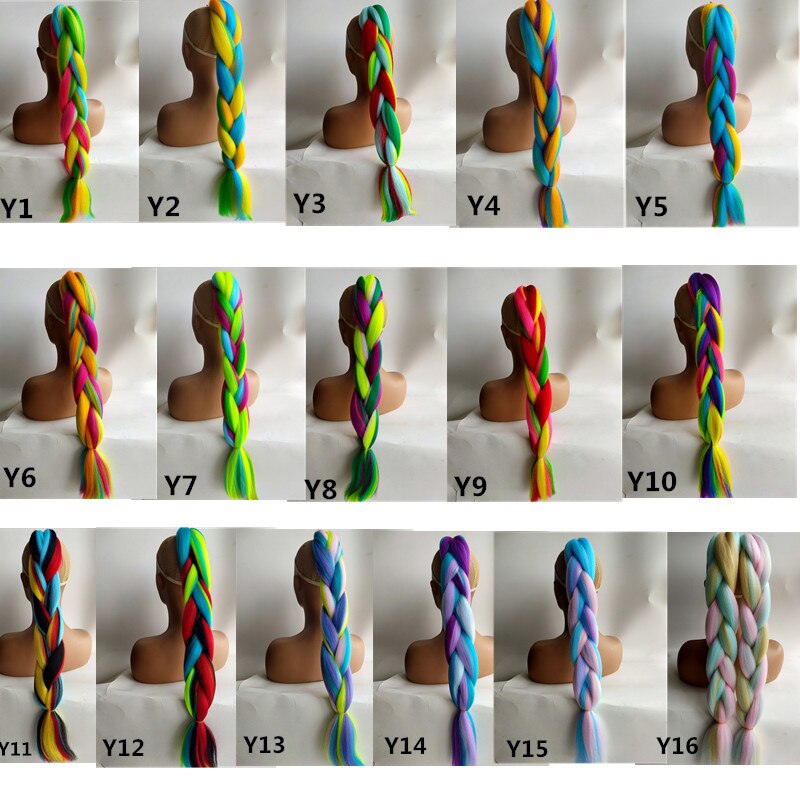 Hywamply 24" Synthetic Jumbo Braid Hair Extension African Braiding Attachment for Twist Box Dread Braids Blend Ombre Candy Color