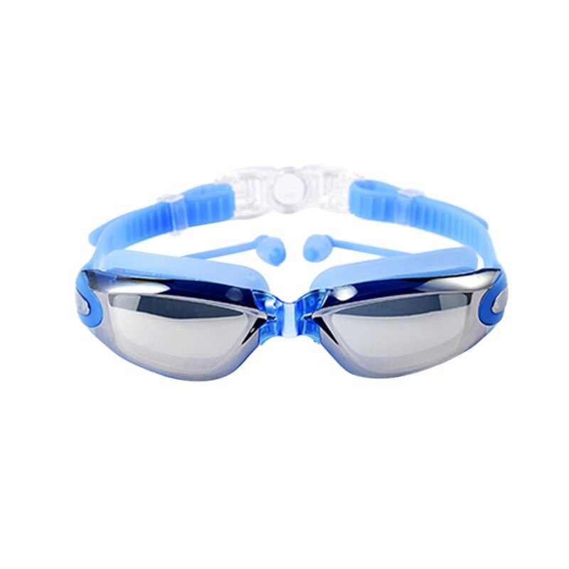 Udendørs vandsport svømmebriller briller vandtætte anti-tåge svømmebriller stor ramme med silikone ørepropper: Dl