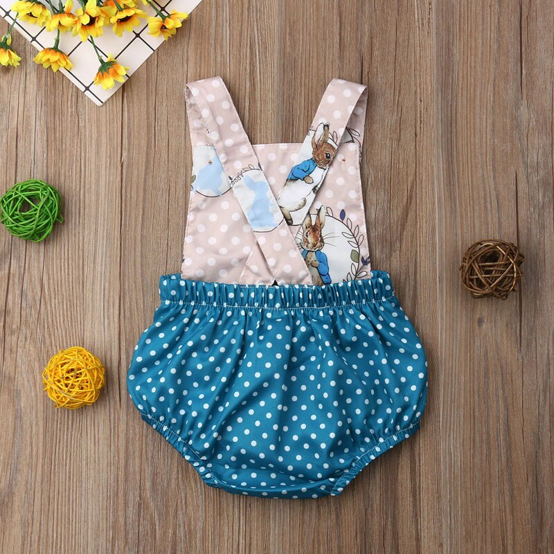 Focusnorm Zomer Pasgeboren Baby Jongens Meisjes Bunny Romper Mouwloos Print Jumpsuit Outfits Kleding