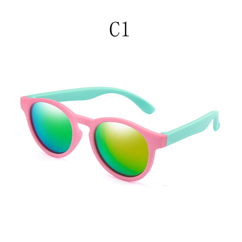 Roshambo Bend-in-half Flexible Round Kids Sunglasses | Made In Italy Polarized Uv400 Lens Carrying Sleeve Silicone Strap Ear Locks Included - Foto 8