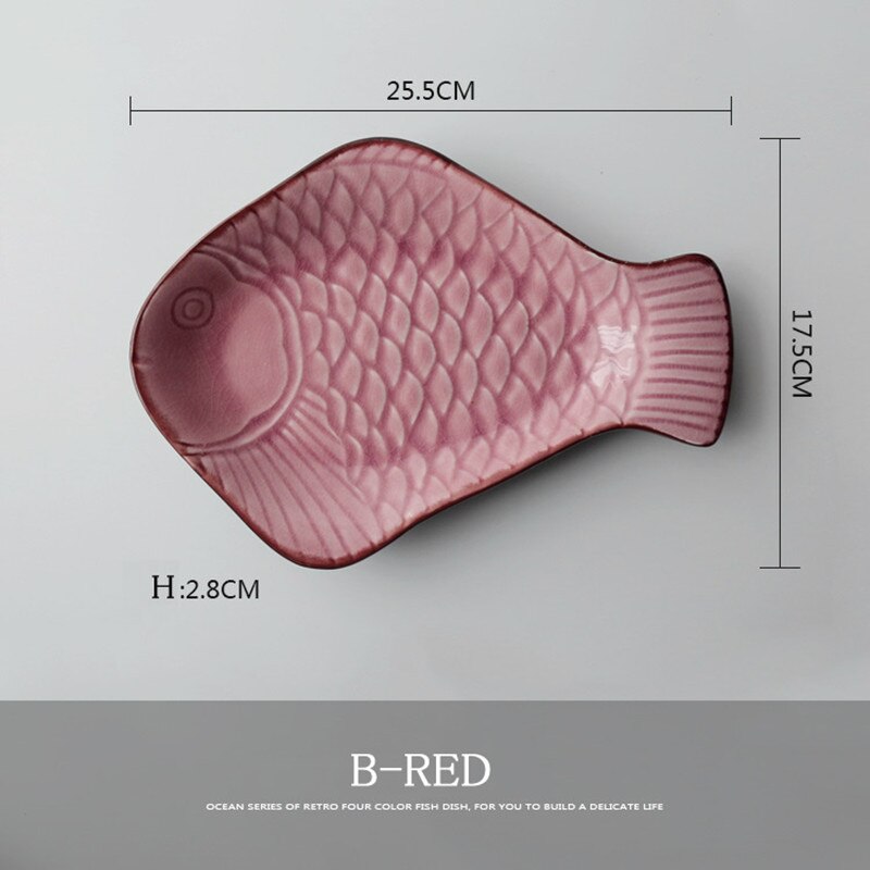Série de peixes gelo crepitação esmalte placa cerâmica pratos de peixe comida rápida bandeja de frutas cesta de comida utensílios de mesa da família presente de natal 1pcs: E