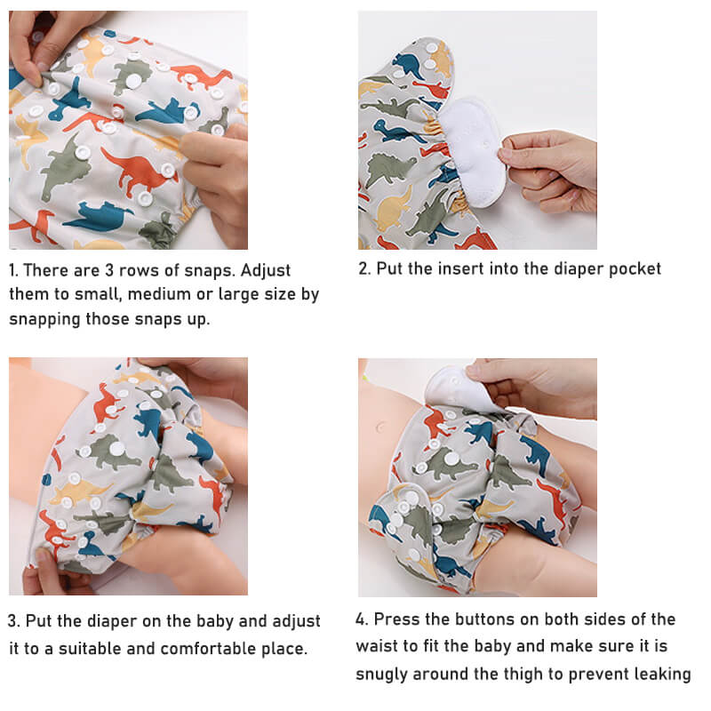 Cloth Diaper 4pcs/Set Reusable Nappies Diapers Inserts Potty Training Pants Newborn Cloth Diapers PUL Fabric Nappy Baby