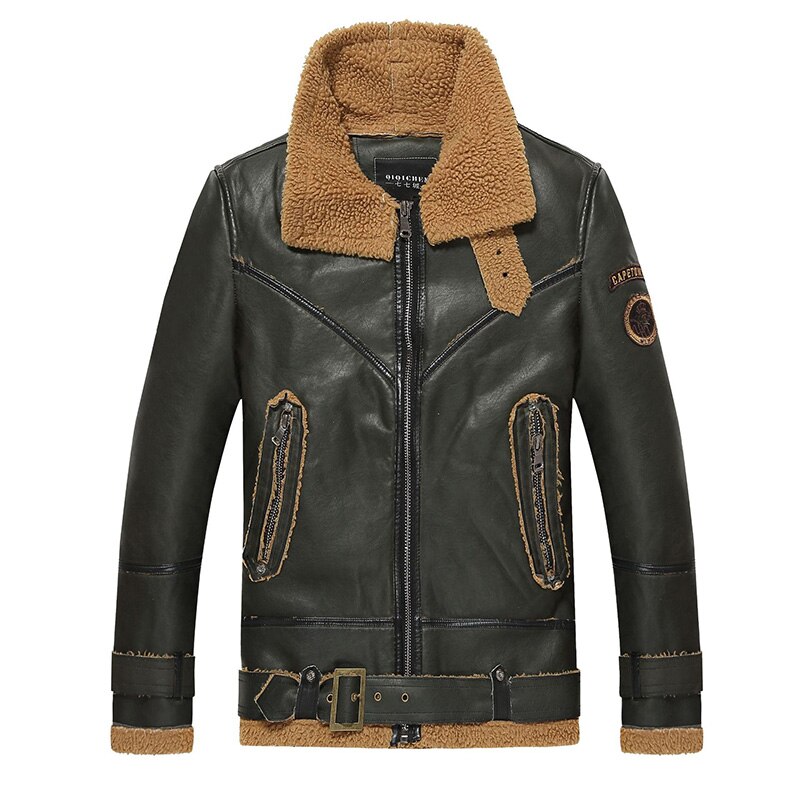 77City Killer Winter Leather Jacket Men Wool Jackets Outerwear Bomber Thick Warm PU Leather Retro Jackets Size M-2XL