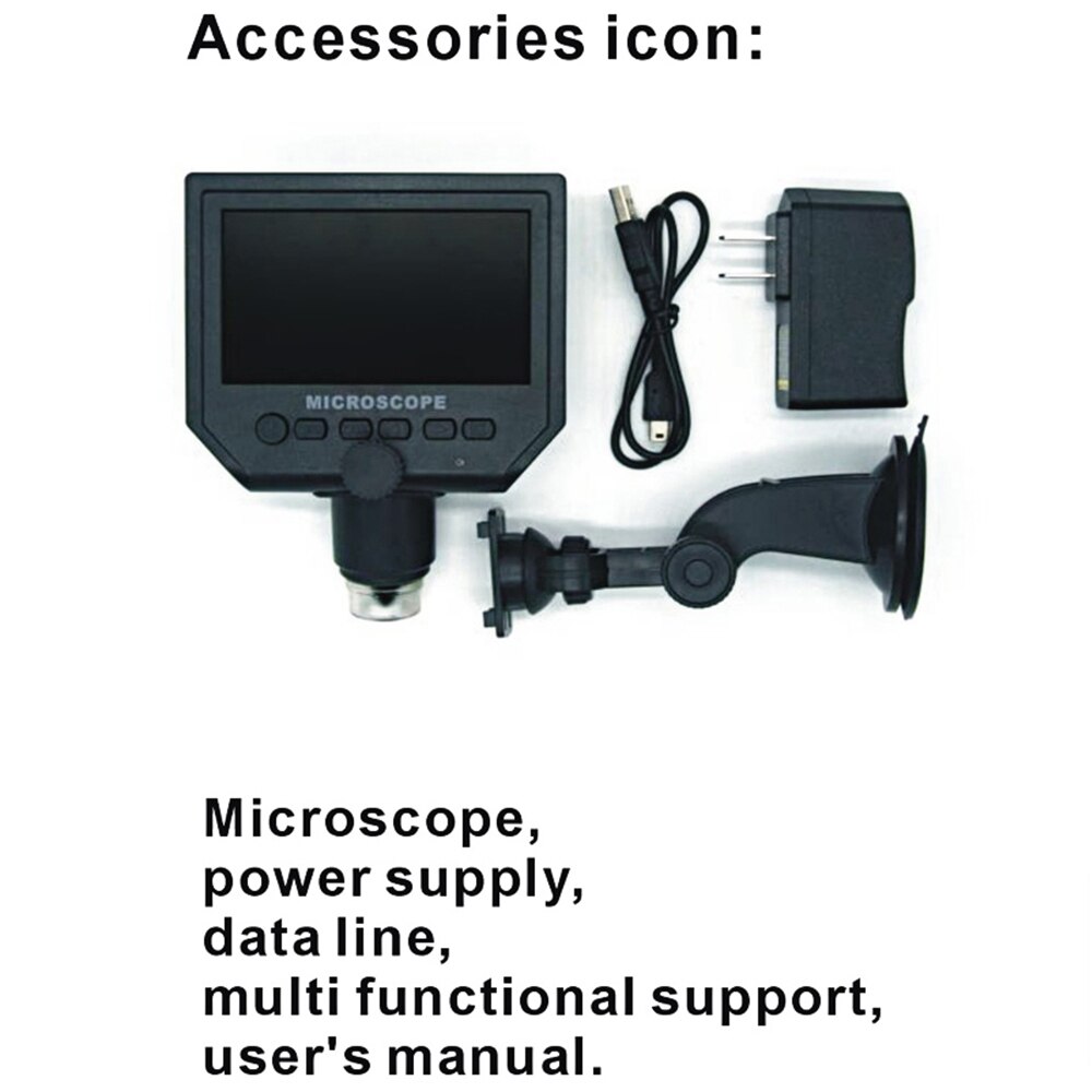 600X 4.3" Inch Digital LCD Display 3.6MP Electronic Digital Video Microscope Portable LED Magnifier Built-in Battery Microscopio