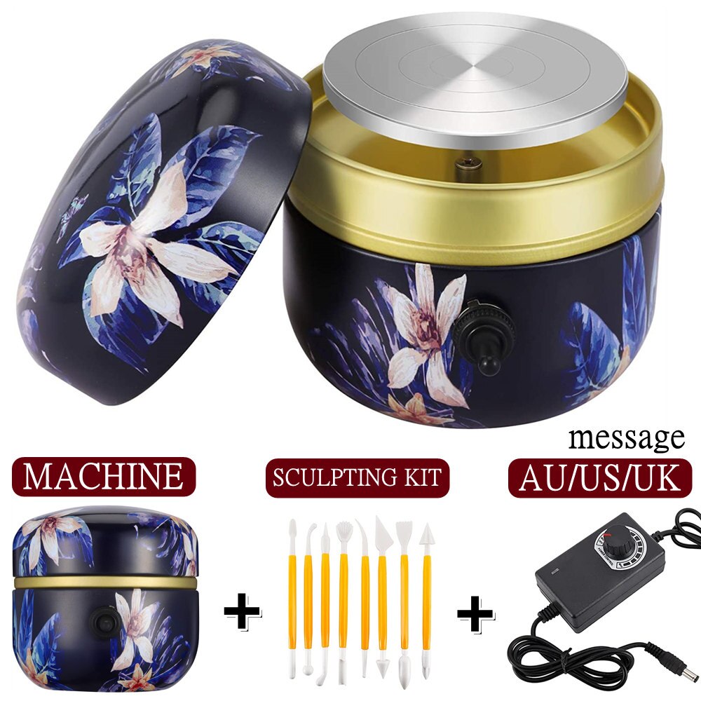 Electric Pottery Wheel Machine For Art Crafts Ceramics Clay Pottery Tools With Sculpting Kit MINI Rotary Plate Pottery Turntable: A-4