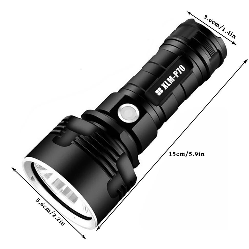 4 Core P70 Super Bright Flashlight Rechargeable Super Bright Remote LED Outdoor Searchlight 3 Lighting Modes For Hiking Camping