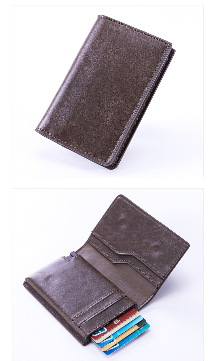 Card Holder Men's PU Cardholder ID Credit Metal Card Case Automatic Card Case Popular for: coffee