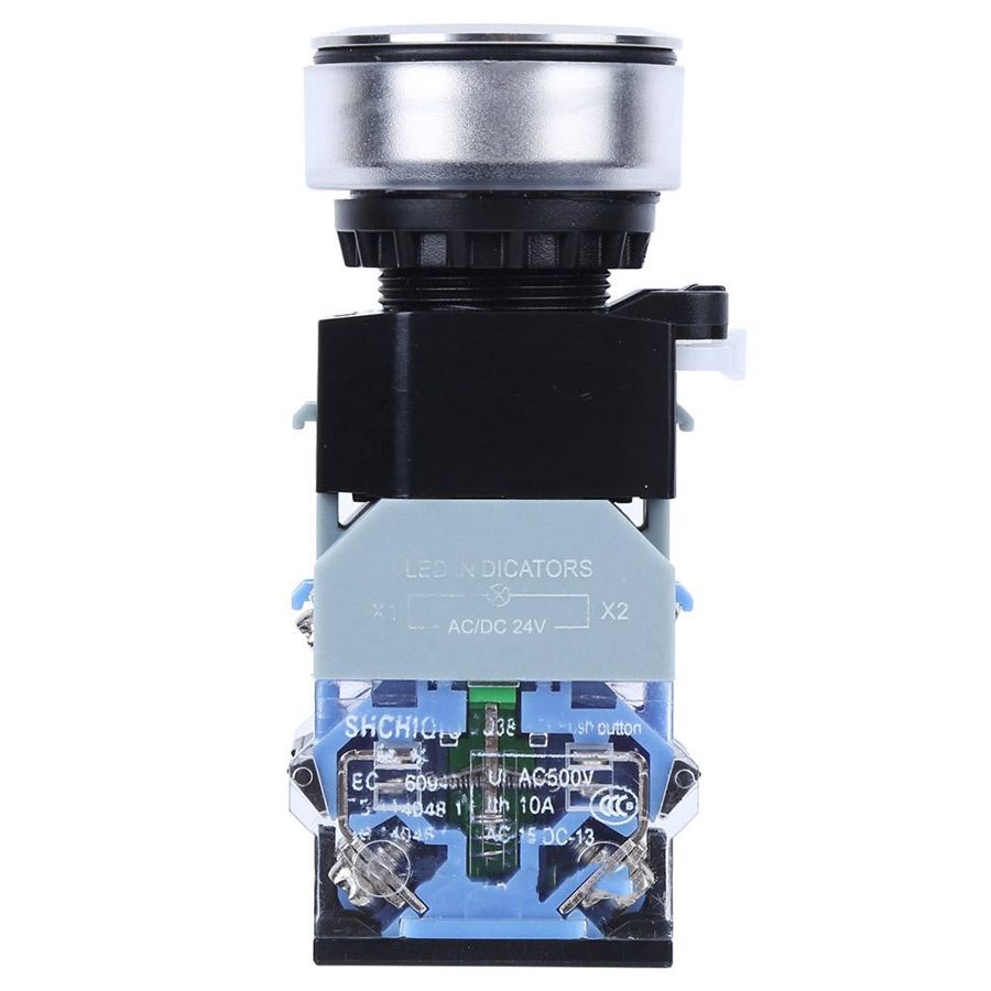 Push button switch, push button switch, industrial push button switch AC/DC24V, with light, with light control: Self-locking