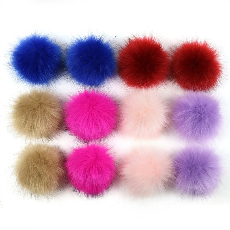 12Pcs 8Cm Diy Winter Faux Fur Ball Pompom Vrouwen Auto Tas Sleutelhanger Sleutelhanger Elastische Diy Sleutelhanger Konijn haarwortel Zakken Hoed Decor: 9