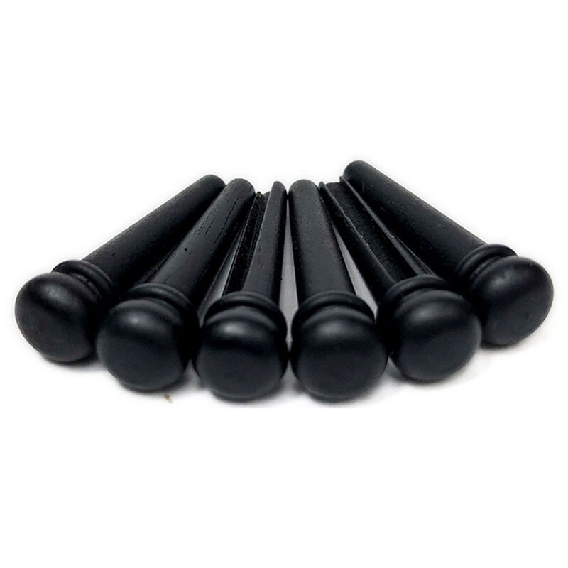 6Pcs Bone Guitar Bridge Pins Ebony Bone Rosewood Bridge Pin for Acoustic Guitar with Pearl Shell Brass Circle Guitar Accessories: Ebony A