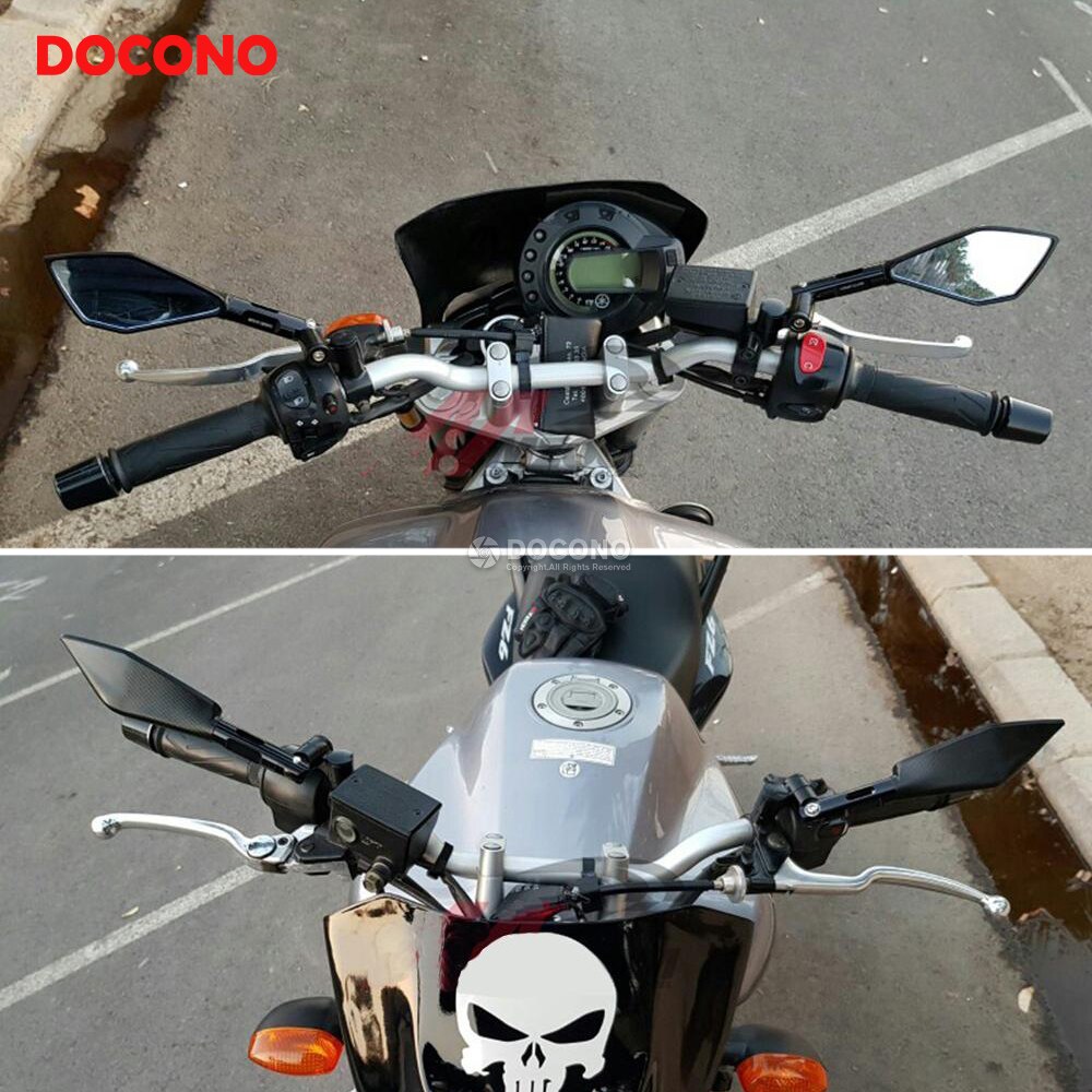 1 paar Motorfiets Accessoires Spiegels Motor CNC Aluminium Achteruitkijkspiegel Zijspiegel Wit Blauw Lens Motor Spiegels Universele