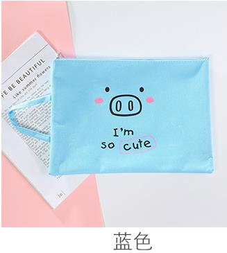 Coloffice-Bolso pequeño para estudiantes, pequeño producto coreano de llenado fresco, Tutorial, sencillo, portátil, con cremallera, bolsa de libros, bolsa de almacenamiento de archivos A4, 1 ud.: blue