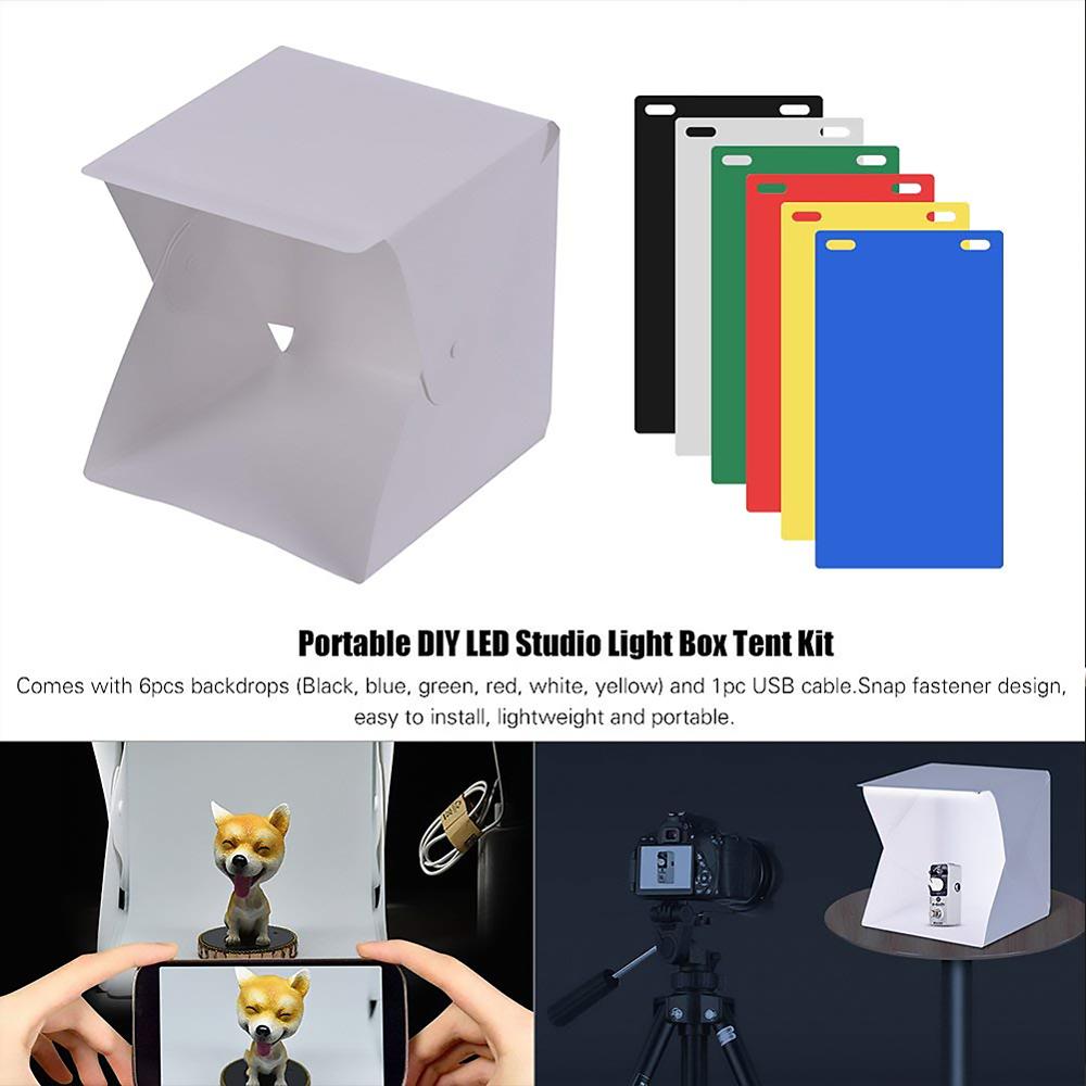 24*23cm Mini Foldable Camera Photo Studio Soft Box Built In LED Photography Light Tent Softbox Light Room Tabletop Shooting