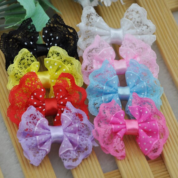 Lace Organza Ribbon Bows, Flores Applique, Decoração do casamento, A088, 20pcs: Bege