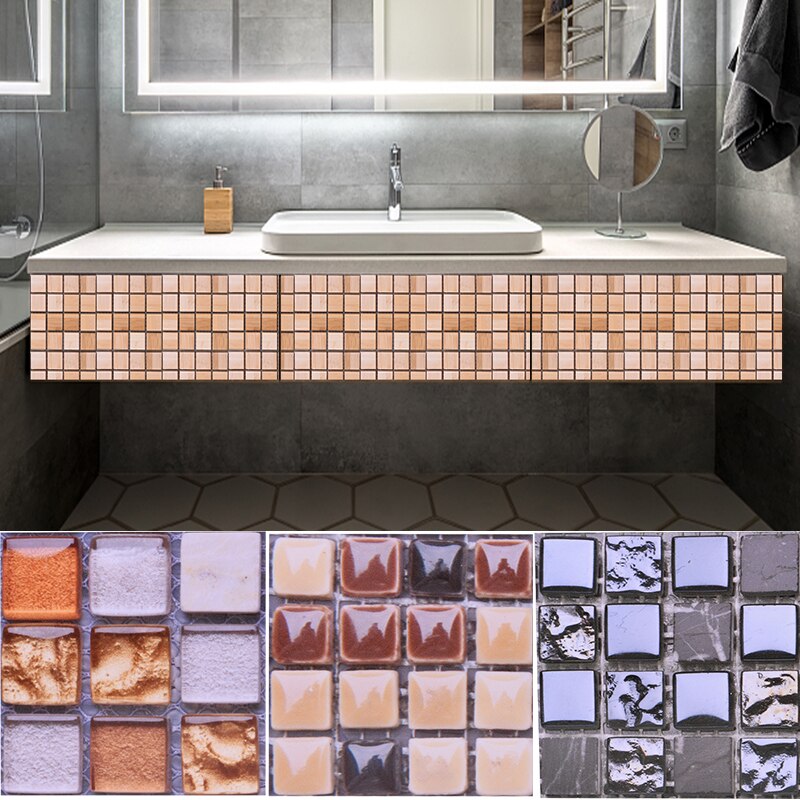 10PCS 10*10cm Waterproof Mosaic Wall Sticker PVC Colorful Wall Tile For DIY Kitchen Bathroom Home Decoration Backsplash Stickers