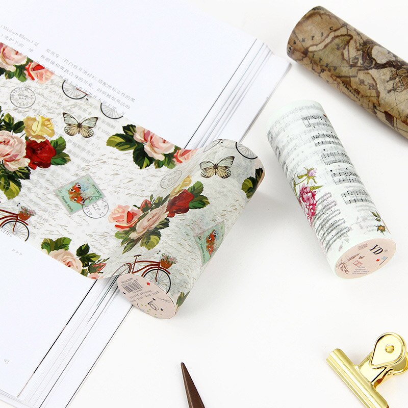 Retro engelsk tidning washi tejp vintage bred maskeringstejp dekorativ tejp klistermärke scrapbooking dagbok brevpapper