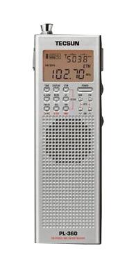 Tecsun-receptor DSP PL-360 Radio FM MW SW LW, antena externa AM, grabadora de Radio portátil para exteriores,: silver