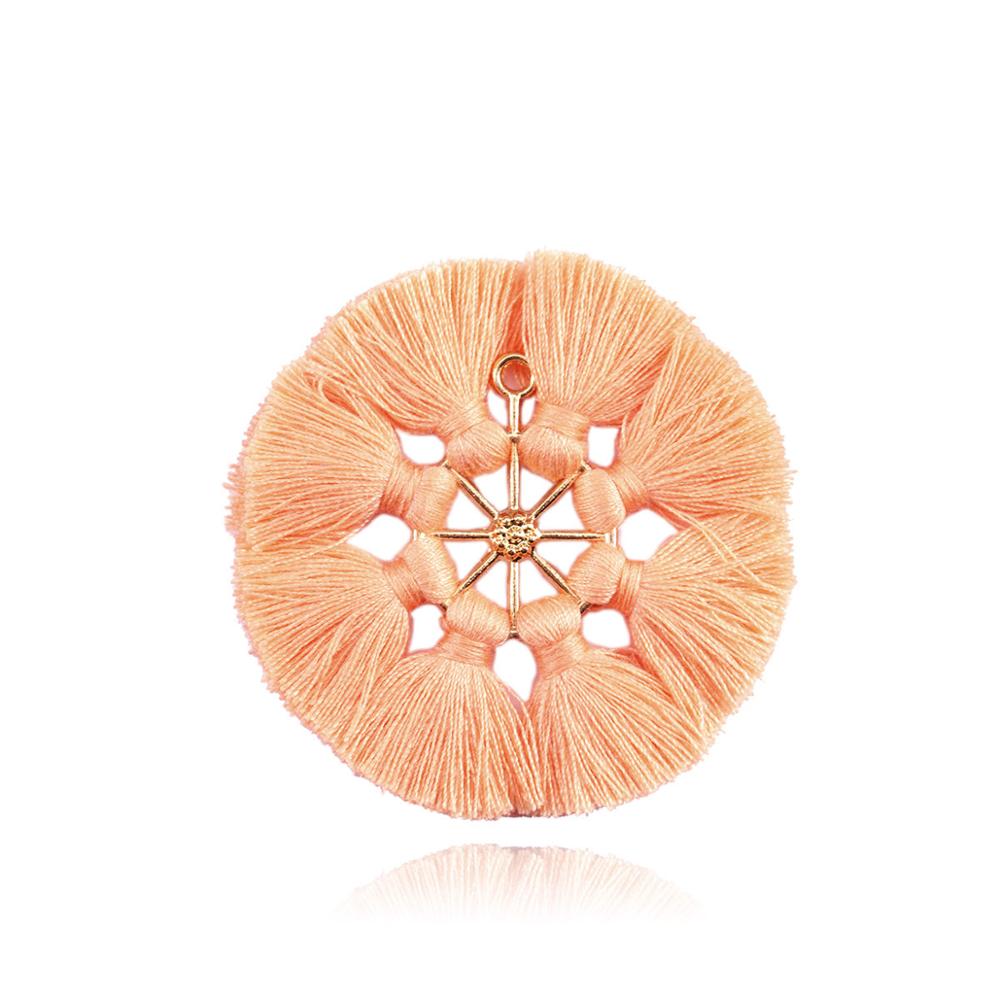 5Pcs/lot Alloy Tassels Charms Pendant Earring 8 Colors Round Pendant Necklace Findings for DIY Jewelry Making Accessories: T0447PK00