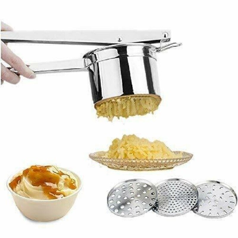 Picadora de patatas de acero inoxidable de con 3 discos de finura intercambiables