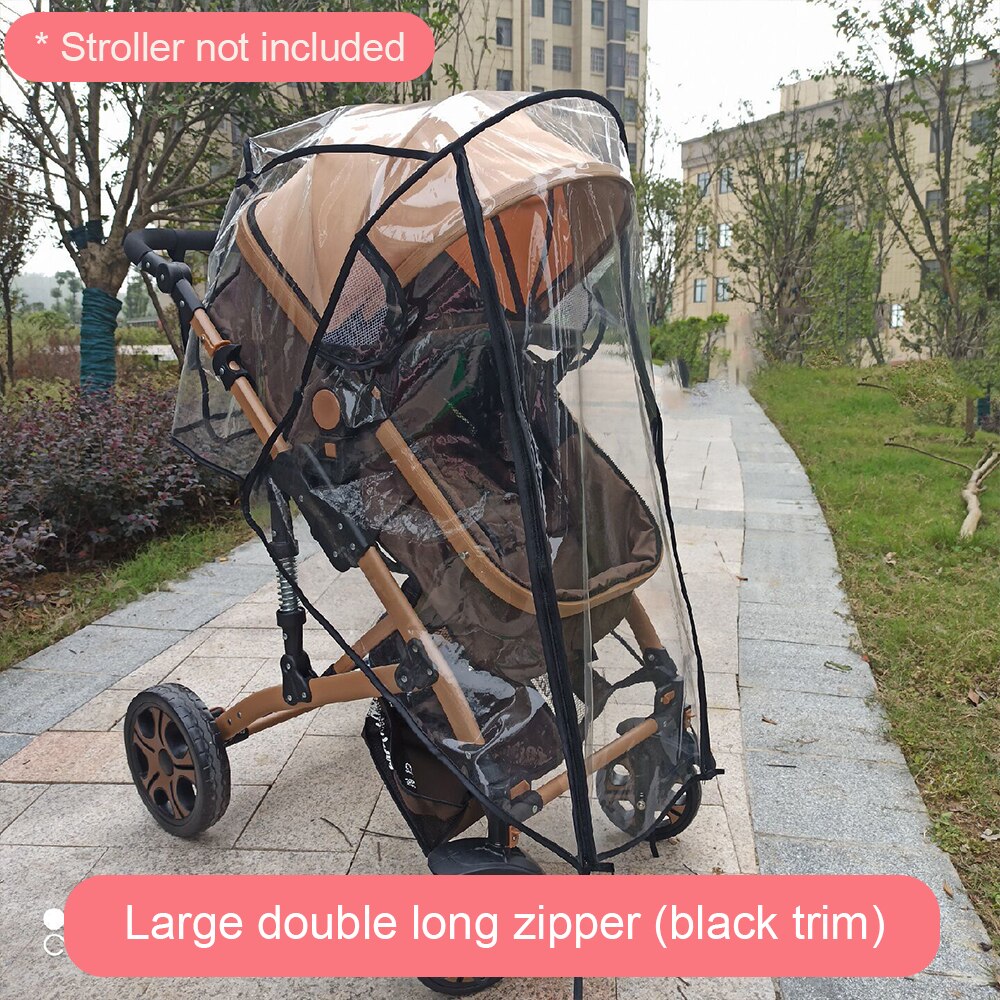 Baby Stroller Stroller Accessories Windshield Universal Strollers Rain Cover Pushchairs Raincoat Stroller Windscreen: Large long zipper