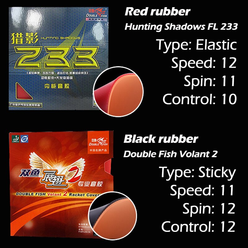 Double Fish – raquette de Tennis de Table professionnelle, 7 étoiles, avec un bon contrôle et une grande élasticité