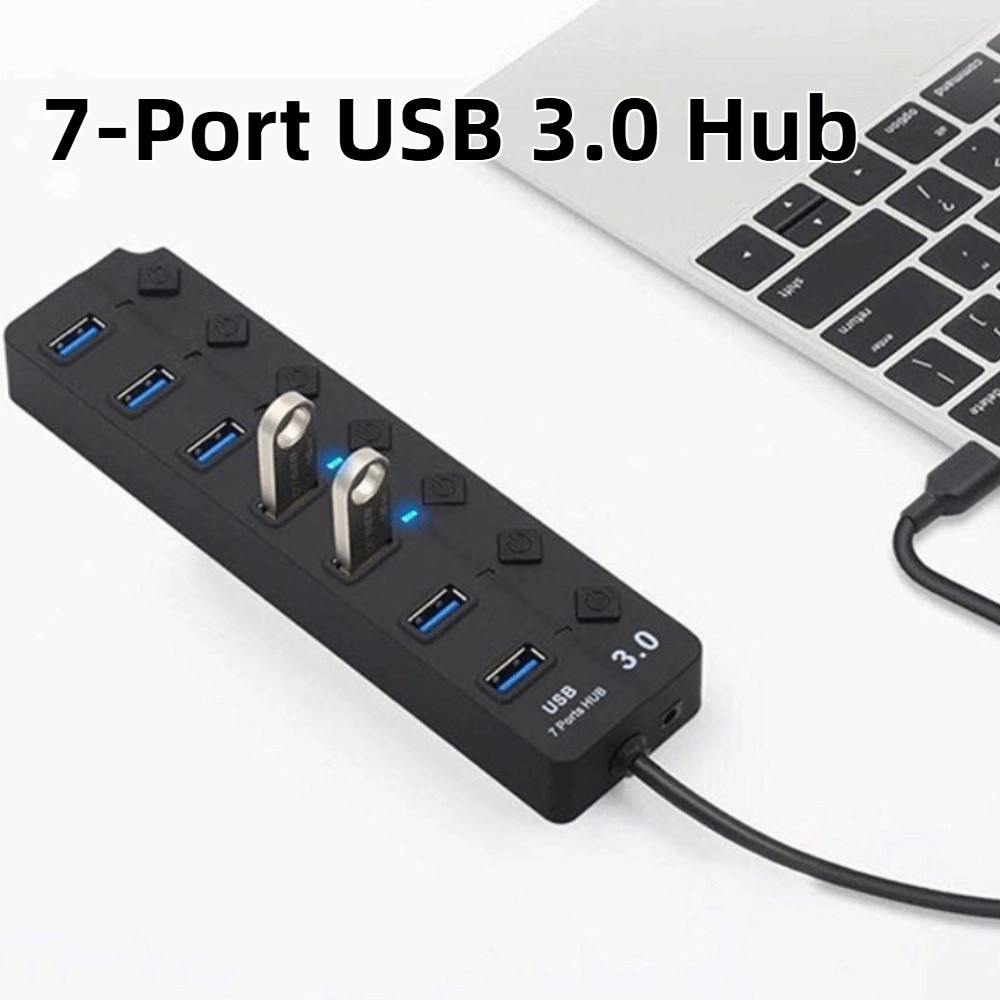 Hub usb 7 in 3.0 switch independente , 7 portas usb 3.0 1 , base de expansão multifuncional, extensor usb de alta velocidade.