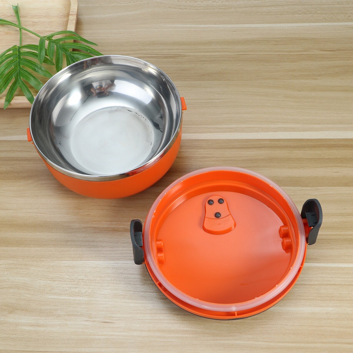 Four Tiers Stainless Steel Thermal Insulated Lunch Box Lock Container Food Storage Boxes (Orange)