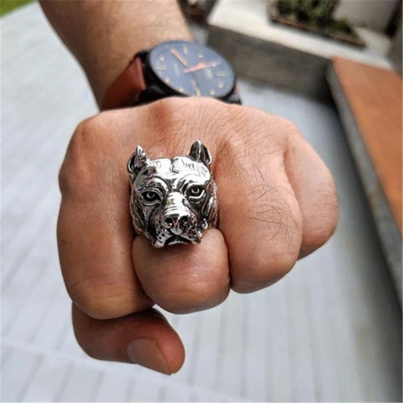 WUKALO – bagues Punk Vintage pour hommes, bijoux en forme de chien, Hip Hop, nouvelle , pour hommes,