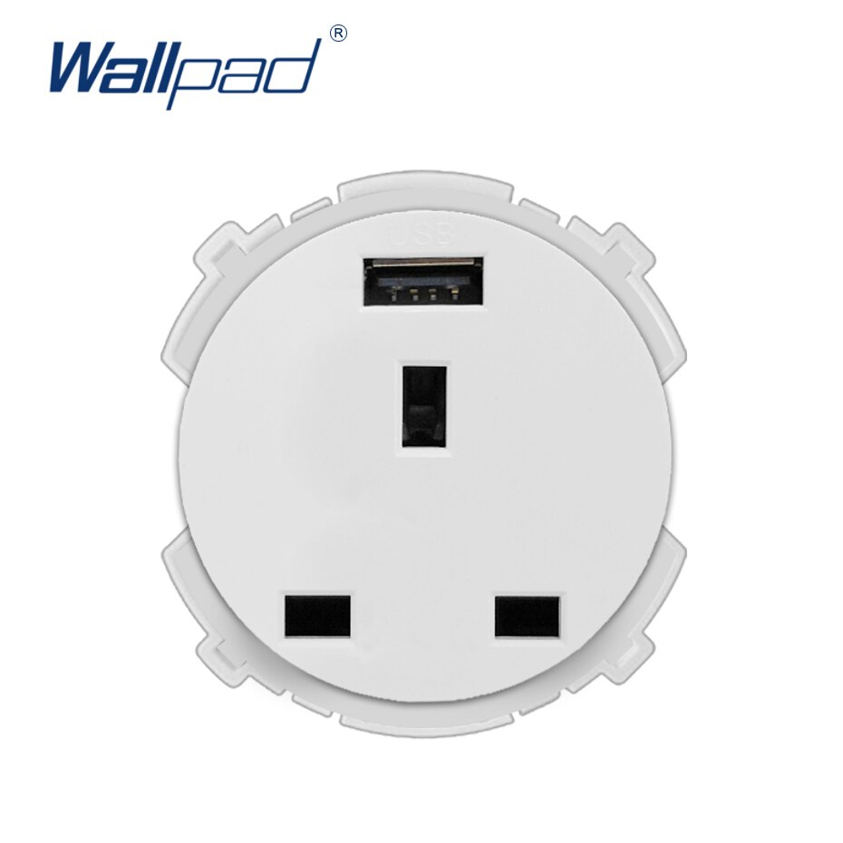 Wallpad USB 3 Pin 13A Wall Socket Function Key Only Electric Wall Power Socket Electrical Outlets 5V 2100MA: White