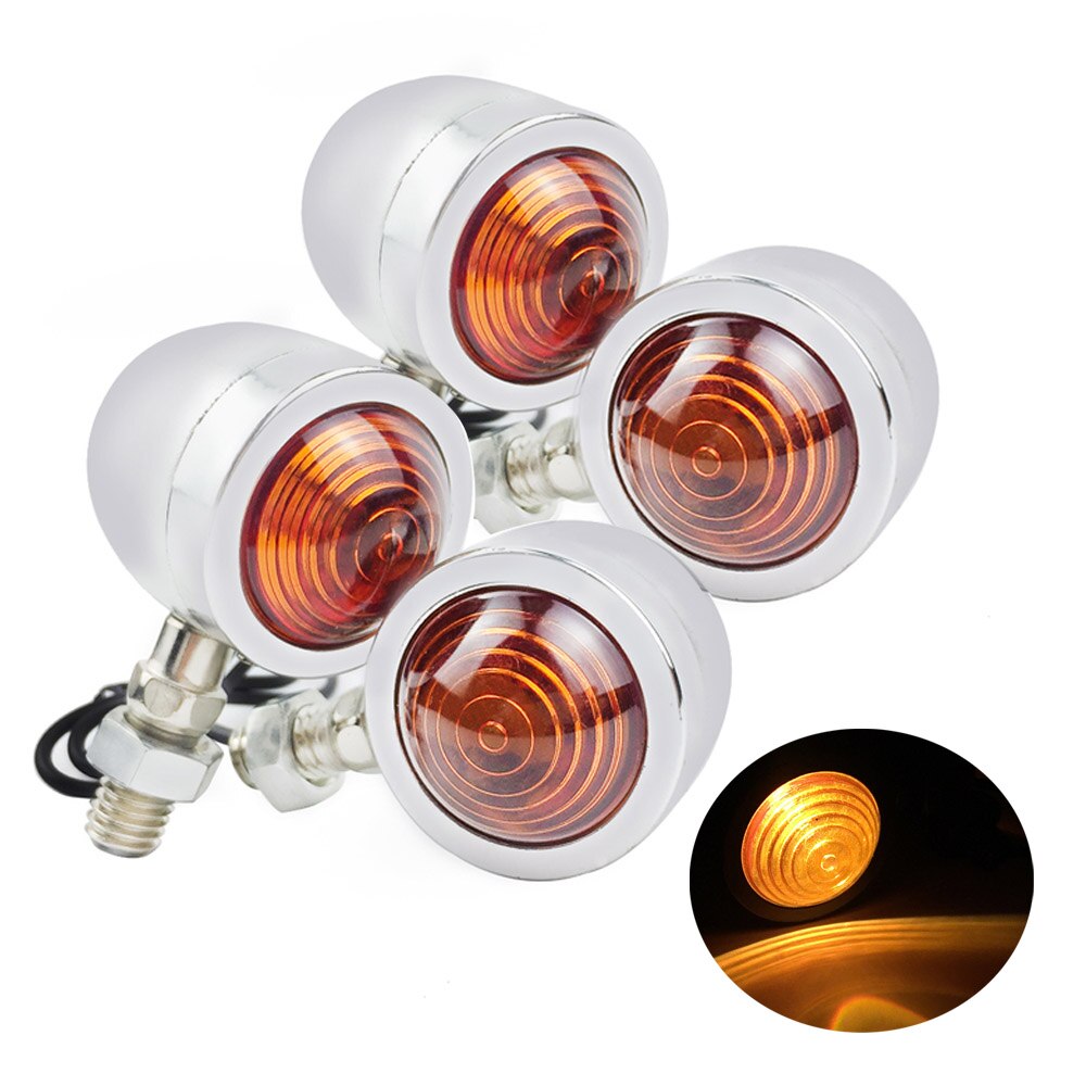 4x Universal Motorcycle Bullet Richtingaanwijzer Lamp Amber Motorbike Blinker Light Moto Voor Harley Cafe Racer: Silver