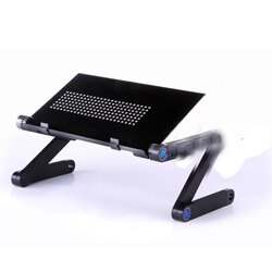 Laptop skrivbord bärbar justerbar aluminium ergonomisk tv säng laptop bricka pc bordsställ notebook bord bordsställ med musmatta: Svart utan musmatta