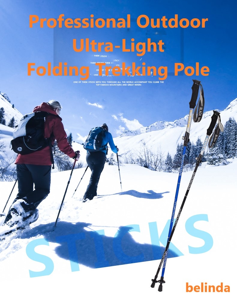 Ultralett rask trekking turstav sammenleggbar turstav løpestaver 7075 stang av aluminiumslegering