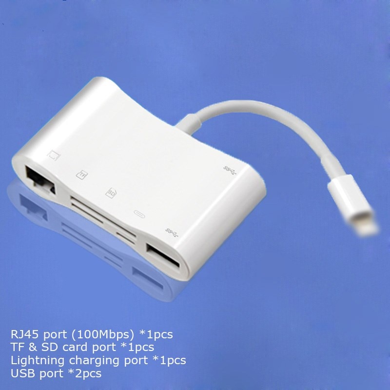 5-in-1 Lightning to 100Mbps Ethernet Lan RJ45 1080P HDMI USB OTG Camera Adapter Hub For iPhone 7 8 SE XS XR 11 Pro Max iPad