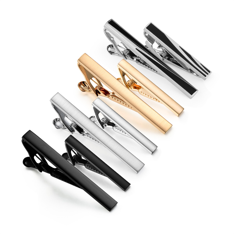 Juego de 8 Uds de pinzas de corbata cortas con caja de , accesorios de pasador de corbata para hombre, gemelos de camisa para hombre, para marido: Plata antigua plateada