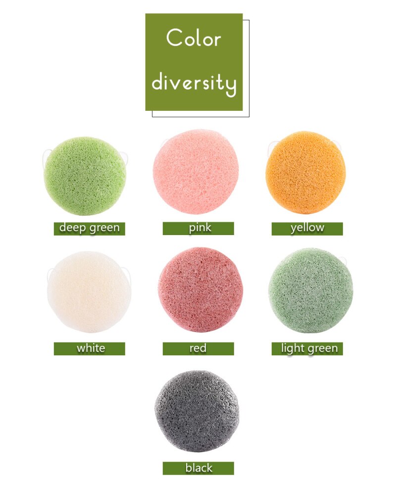 6 couleurs naturel Konjac forme ronde éponge doux cosmétique bouffée éponge faciale visage nettoyer outil de lavage soins du visage maquillage outils