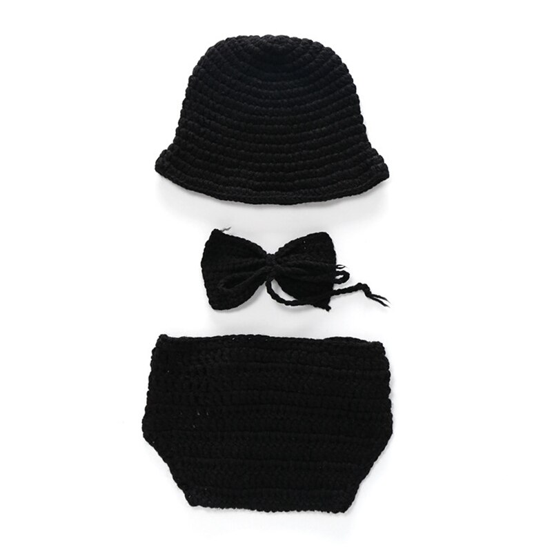 Leuke Gentleman Zwart Baby Boy Hoed Kids Haak Hoeden Fantasias Infantil Fotografia Baby Accessoires Pasgeboren Fotografie Rekwisieten: Black