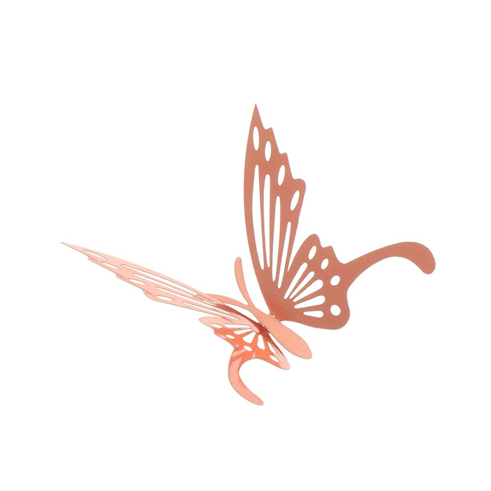 12PCS 3D Hollow Butterfly Wall Stickers Metal Texture Party Supplies Gold Silver Rosegold Decals DIY Party Wedding Butterflies