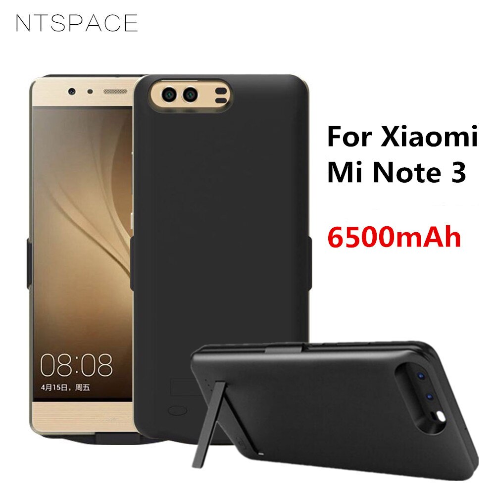Ntspace 6500 Mah Power Bank Opladen Case Voor Xiaomi Mi Note 3 Externe Batterij Gevallen Draagbare Powerbank Coque Standhouder cover