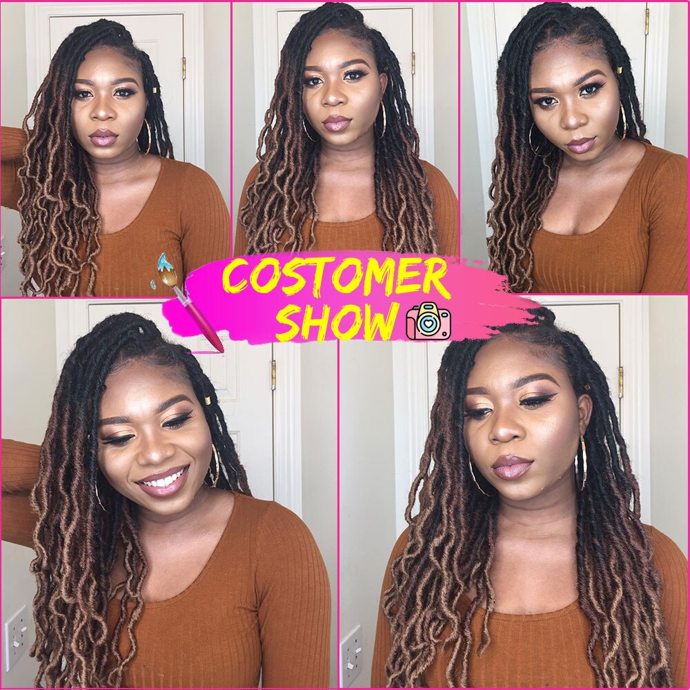 Ombre Curly Faux Locs Crochet Hair Synthetic Kanekalon Dread Locs 20 Inch Senegalese Twist Hair Extensions 24 Strands for Women