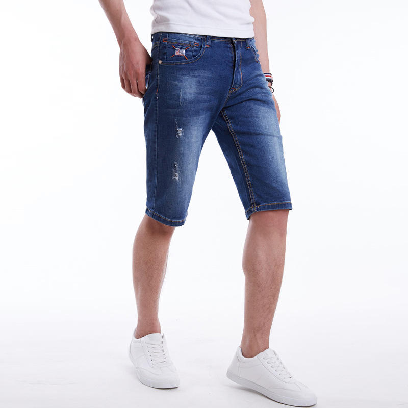 Mænd korte jeans denim bomuld mærke sommer almindelig afslappet knælang korte bermuda jeans mandlige plus size ridebukser: 46