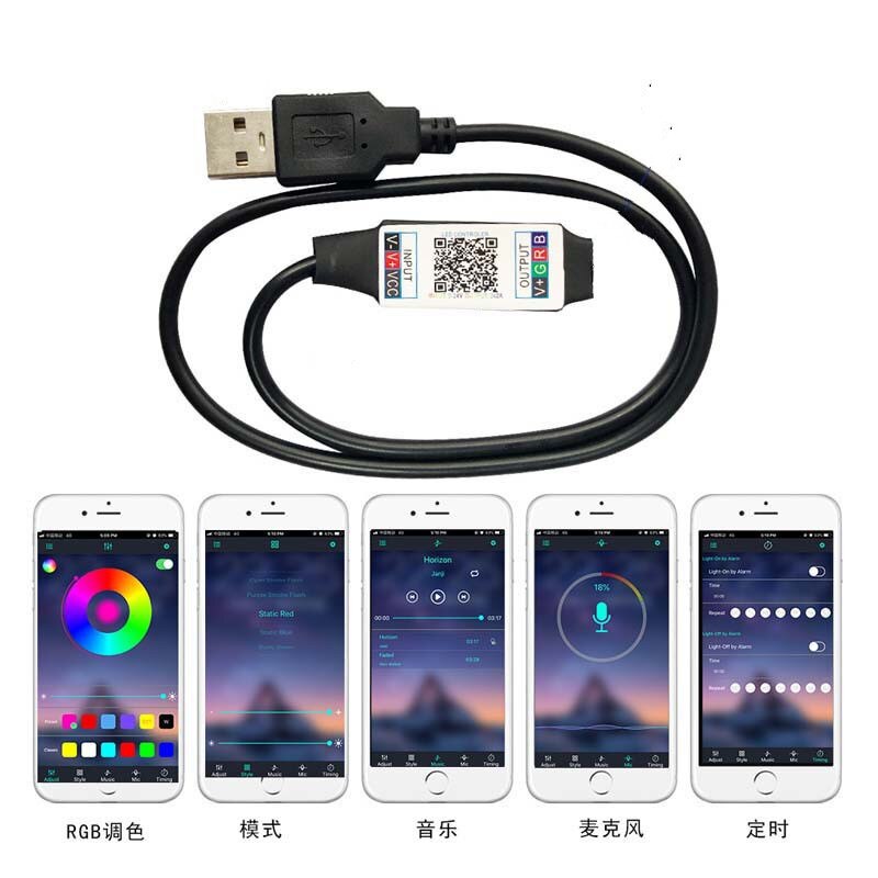 Usb Mini Rgb Bluetooth Controller Dc 5V 12V 24V Muziek Bluetooth Controller Light Strip Controller Voor 2835 5050 Rgb Led Strip: USB  Bluetooth A