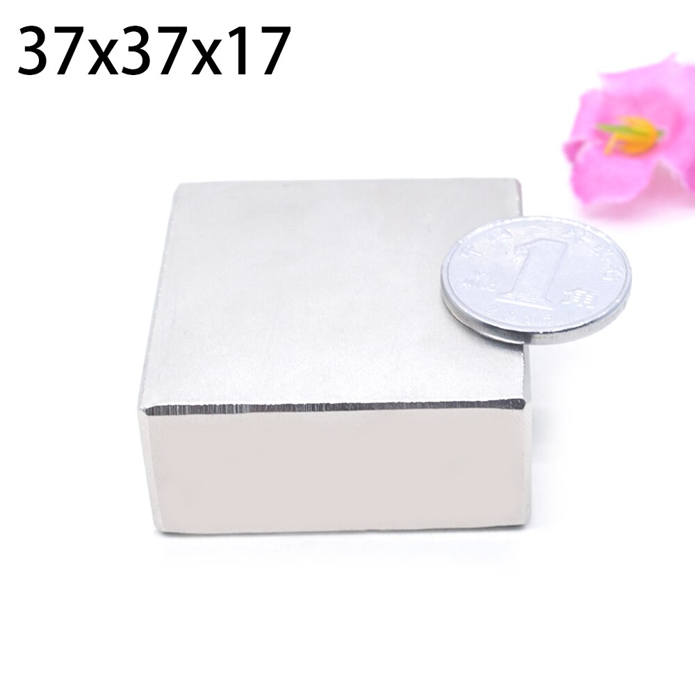 Neodymmagnet  n52 1 stk blokmagnet 37 x 37 x 17 mm or 40*40*20 mm stærke sjældne jordarters magneter  or 40 x 40 x 10 med hul