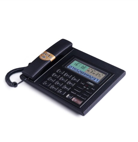 Vaste telefoon van leer, basistype, thuis, zakelijk, kantoor, vaste lijn, handsfree bellen, rapportnummer, vaste telefoon van leer voor thuis