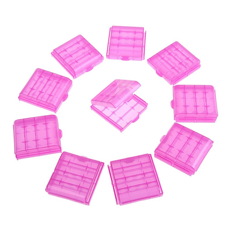 4 Slots AA AAA Rechargeable Battery Hard Plastic Case Holder Storage Box Cover Container Organizer with Clips 10 Pcs/lot: Rose Red