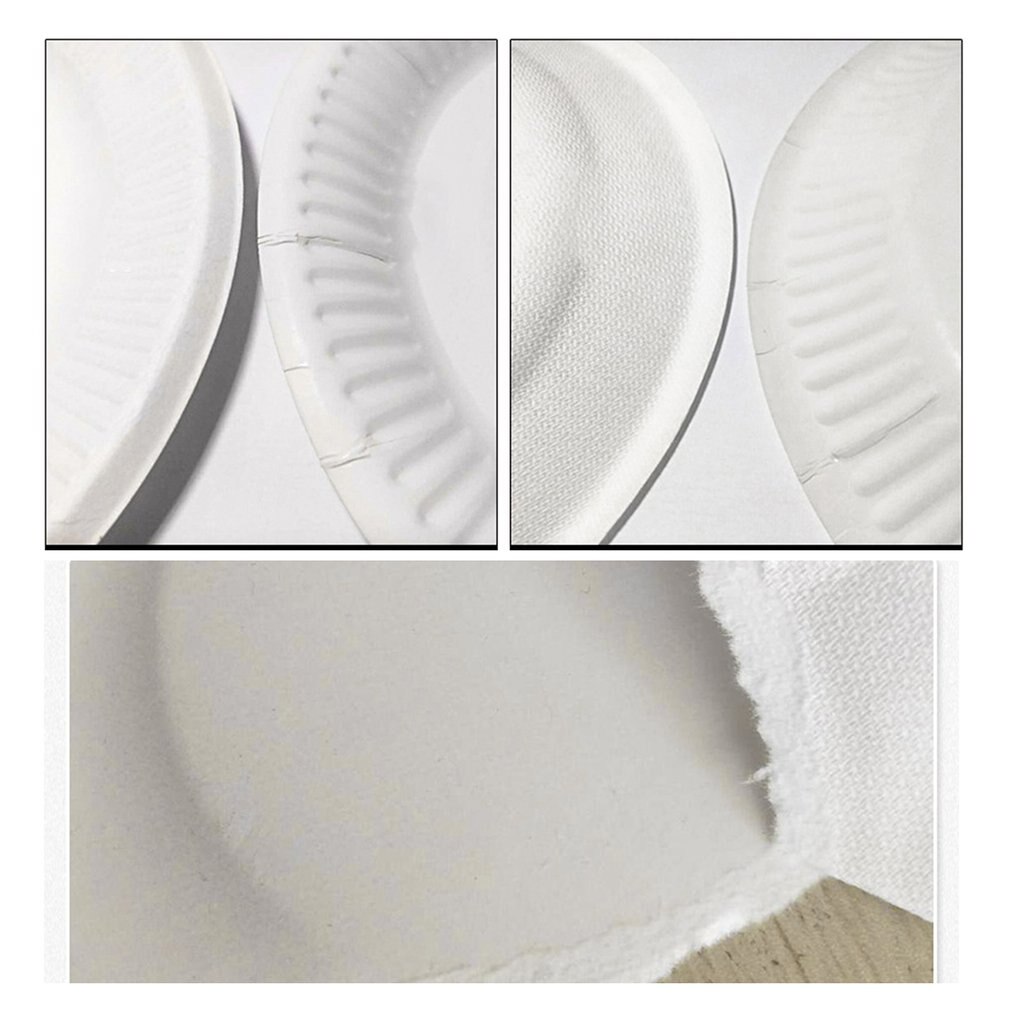 Wegwerpbord van suikerrietpulp, rond papieren bord, handgemaakt voor kinderen, doe-het-zelf, kleuterkunst, schilderij van suikerrietpulp van voedingskwaliteit