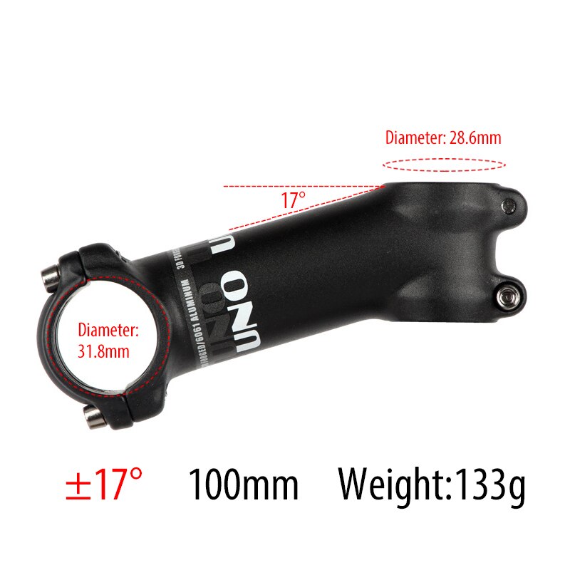 UNO Bike attacco manubrio bicicletta 1-1/2 "1/4mm Riser manubrio per BMX MTB Road Bike 7/ 17/ 35 gradi da 60mm a 31.8mm lega di alluminio: 17 Degree 100mm