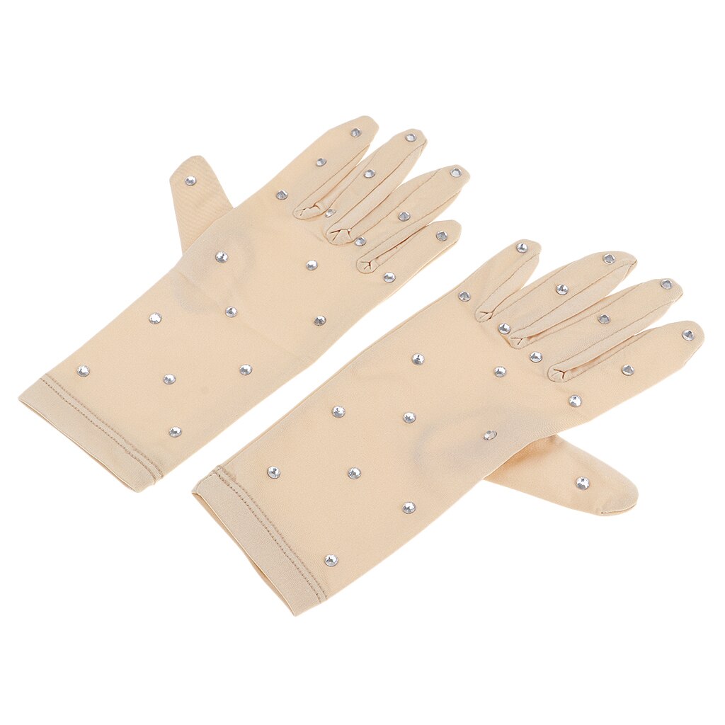 Guantes elásticos para patinaje sobre hielo, con diamantes de imitación, compatibles con vestidos de , de cumpleaños para mujer y chica