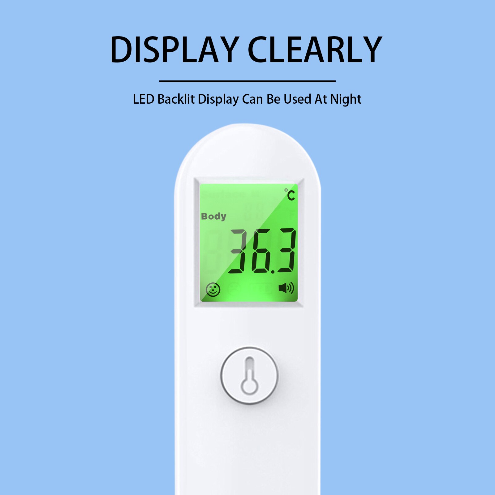 Body Thermometer Digital Non-Contact IR Infrared Thermometer Forehead Temperature Measurement 3 Colors Backlight Display ℃/℉