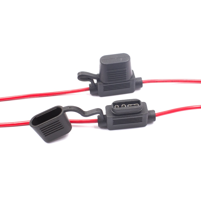 Porte-Fusible Lame Standard (ATO) 30A Avec Câble 12AWG Rouge - Éclaboussure Résistant Pour Voiture
