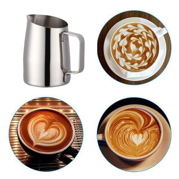 400Ml Stainless Steel Pull Coffee Cup Milk Foam Pot Cup Sharp-Nosed Diagonal Coffee Milk Cup Suitable for Barista Cappuccino Cap